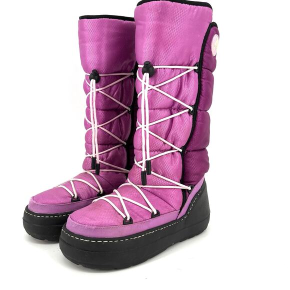 Crocs Women's Pink Purple Insulated Tall Cosmo Moon Snow Boots (6) - Picture 2 of 9